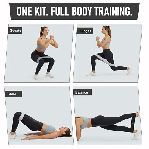 Poler Booty Resistance Bands Set for Women – 3 Fabric Bands (Light, Medium, Heavy) + Pilates Ball – Non-Slip Glute & Leg Workout Kit for Home Fitness, Yoga & Strength Training