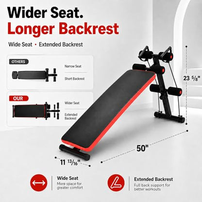 EZ-U Sit Up Exercise Equipment Sit Up Bench Adjustable Weight Bench Foldable Decline Ab Board 440LB Weight Capacity Heavy Duty Steel for Home Gym Core Workout Strength Training