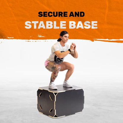Plyo Box [Bells of Steel] Plyometric Box, 3-in-1, Anti-Slip, Wooden Step up Box for Workout, Jumps, Squats, Step-Ups, Knee-ups