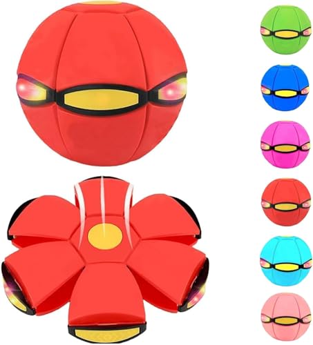 Magic Bouncing Ball, Magic Bouncing Ball with 6 Light, Dual Form Freely Switchable, Parent-Child Interaction Suitable for Indoor & Outdoor Use (Red) - color: Red