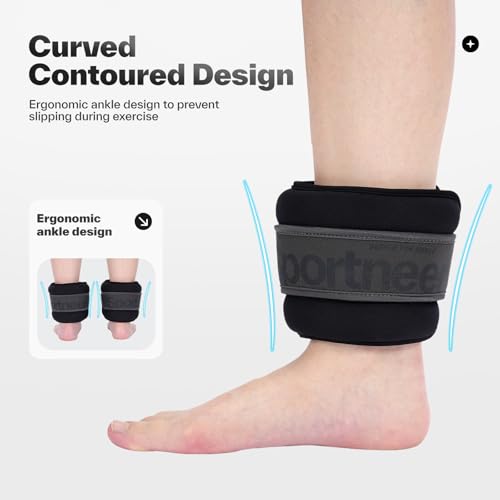Sportneer Ankle Weights 0.5/1/2/3/5 LBS 1 Pair Wrist Leg Arm Weights - color: Black, size: 5 lb x 2
