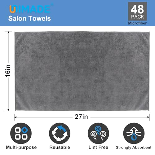 24 Pack Gym Towels Set - Highly Absorbent and Quick Drying Microfiber Salon Towels, Premium Hand Cloths for Bathroom, Gym, Shower, Hotel, and Spa - 16x27 inch (Grey)
