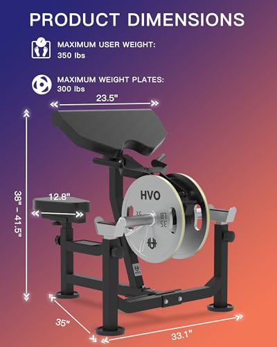 HVO Preacher Curl Bench & Bicep Curl Machine, Adjustable Arm Equipment - color: Black