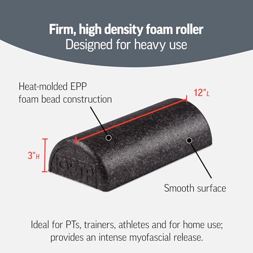 OPTP AXIS Firm Density Foam Roller – Half-Round, Black, 12" X 3" - color: Black - 12" X 3" Half-round