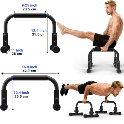 READAEER Adjustable Push Up Bar, High Strength Non-Slip Parallettes Bars & Dip Bars With Foam Handles,Heavy-Duty Calisthenics Parallel Bars for L-Sit, Dips, Home Gym Strength Training Workout