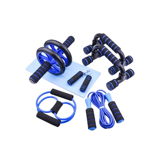 Ab Roller Wheel Kit 6-in-1 with Push-Up Bars, Resistance Bands, Jump Rope, Knee Pad, Home Gym Equipment for Men and Women