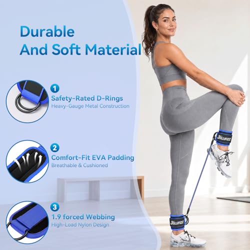 Ankle Resistance Bands with Cuffs &Booty Bands Set,Ankle Straps for Cable Machines for Leg,Booty,Glute,Hip,Butt,Workout Home Gym Equipment,Exercise Bands for Fitness,Yoga,Physical Therapy