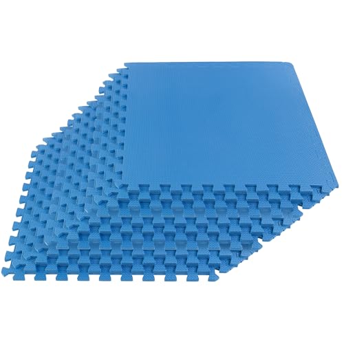 EVA Foam Mat Tiles 12-Pack - 48 SQ FT of Interlocking Padding for Garage, Playroom, or Gym Flooring - Exercise Mat or Playmat by Stalwart (Blue) - color: Blue