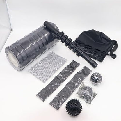 Complete Yoga Accessories Set: Foam Roller, Massage Stick, Resistance Band for Muscle Recovery Presentation Stretching Drum with Massage Ball