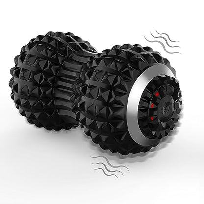 Vibrating Massage Ball for Pain Relif, Mobility Ball for Physical Therapy and Workout Recovery, Deep Tissue Myofascial Release Tools - Back, Shoulder (Peanut Head Vibrating Massage Ball Black) - color: Black