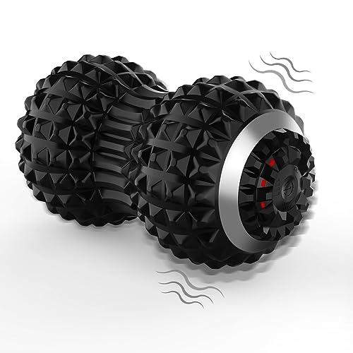 Vibrating Massage Ball for Pain Relif, Mobility Ball for Physical Therapy and Workout Recovery, Deep Tissue Myofascial Release Tools - Back, Shoulder (Peanut Head Vibrating Massage Ball Black) - color: Black