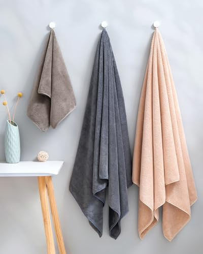 Lumimi Towel Set of 6 Very Soft Microfiber 3 Bath and 3 Hand Towels Quick Dry Light Weight for Bathroom Gym Salon, 6 Pack Dark Grey - color: Dark Grey, size: 3 Bath + 3 Hand