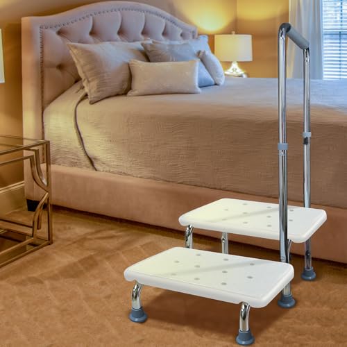 Step Stool with Handle and Non-Skid Platform, Heavy Duty 2 Steps Medical Foot Stool for Adult, Seniors, Handicap Holds up to 350 lbs