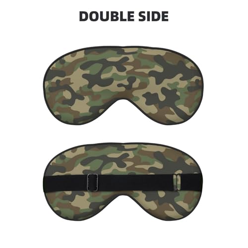 Green Camouflage Sleep Mask Eye Mask with Adjustable Strap Eye Sleep Shade Cover Blocks Light for Women Men Airplane Travel Nap - color: Green Camouflage