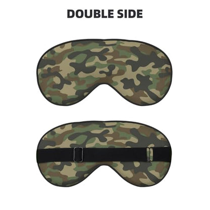 Green Camouflage Sleep Mask Eye Mask with Adjustable Strap Eye Sleep Shade Cover Blocks Light for Women Men Airplane Travel Nap - color: Green Camouflage