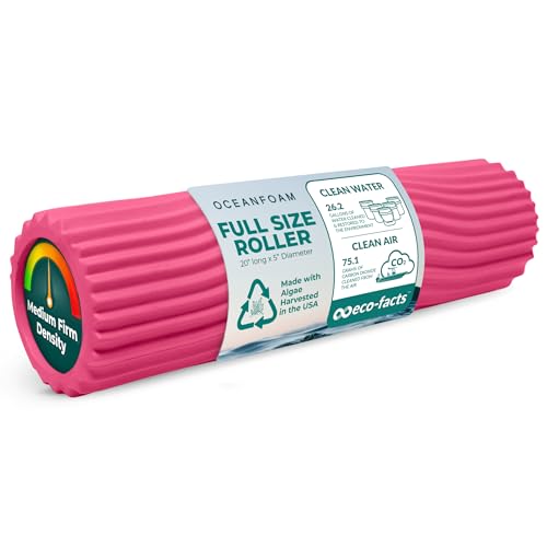 Tidal Roller - Hot Pink - Muscle Massage Foam Roller for Back Pain & Stretching - Firm and Ergonomic Wide Wave Textured - Yoga, Athletics, & Wellness - Full Size, 20" x 5" - color: Hot Pink