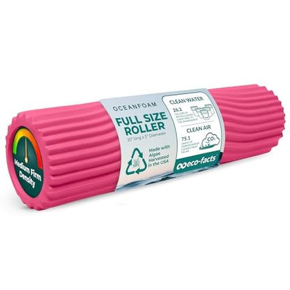 Tidal Roller - Hot Pink - Muscle Massage Foam Roller for Back Pain & Stretching - Firm and Ergonomic Wide Wave Textured - Yoga, Athletics, & Wellness - Full Size, 20" x 5" - color: Hot Pink