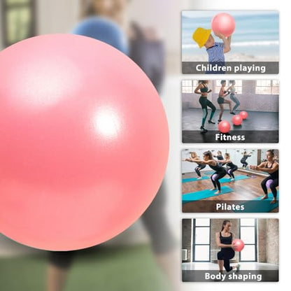 Cikyner Soft Pilates Ball, 9 Inch Small Exercise Ball with Inflatable Straw - color: Light Pink