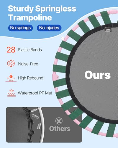 VEVOR 3FT Trampoline for Kids, 36" Trampolines Indoor/Outdoor Trampoline for Toddlers, Foldable Mini Baby Jump Toy with Foam Handle, Recreational Trampolines Birthday Gift for 3+ Years Kids