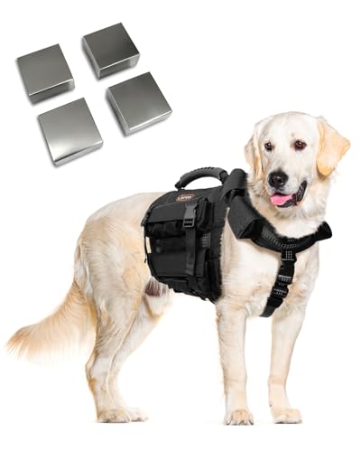 Weighted Dog Vest and Collar Set with 4 Removable 0.88 lb Weight Blocks, No Sand Filling, Training Gear for Medium and Large Dogs, Walking, Conditioning, Muscle Building, L - size: L