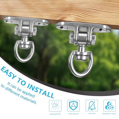 Heavy Duty Swing Hanger 1000 LB Capacity Stainless Steel Swing Swivel Bearing 360° Rotary for Playground Porch Yoga Seat Wooden Sets Indoor Outdoor - size: Heart-shaped 1PCS