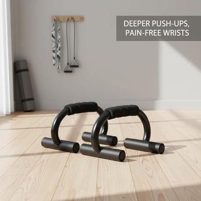 S-Shape Push Up Bars with Foam Grips, Steel Frame Wrist-Friendly Stands for Home Gym Strength Training (1 Pair)