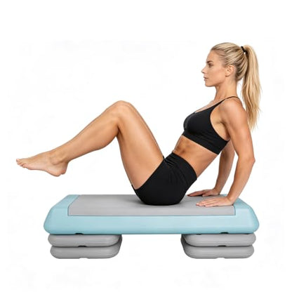 Aerobic Step Platform Height Adjustable Workout Step - color: Double-layer Base-Skyblue