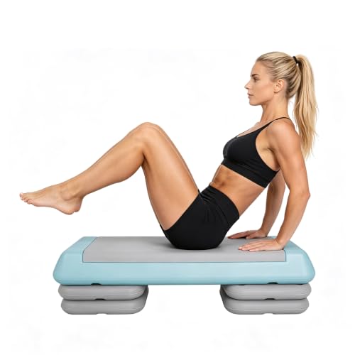 Aerobic Step Platform Height Adjustable Workout Step - color: Double-layer Base-Skyblue