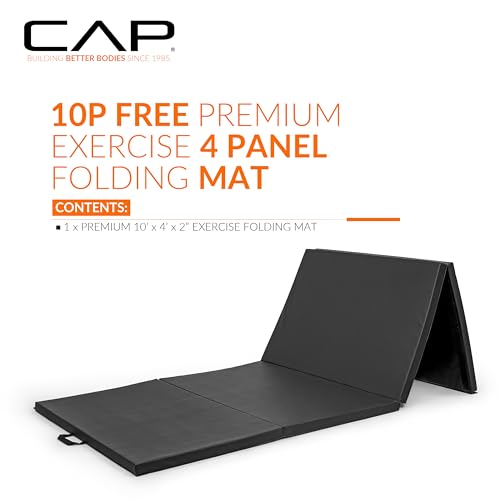 CAP Barbell All Purpose Folding Anti Tear Exercise Training Aerobic Fitness Gym & Gymnastics Balance Mat | Multiple colors - color: Black, style: 10' x 4' x 2.0" Thick