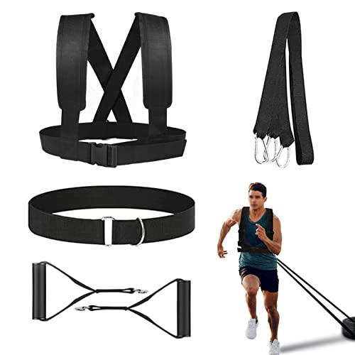 Weight Sled Harness Set, 5 PCS Pulling Strap for Running, Speed Power Agility Training Full Body Workout Football Exercise Equipment for Outdoor Men and Women 6.6FT
