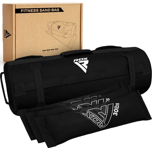 RDX Sandbag for Fitness Weights Training, Unfilled Power Bags with Handles, 5-200 LBs Adjustable Weighted Slam Bag for Strength Powerlifting Running Heavy Workout Home Gym Exercise, Sold AS UNFILLED - color: BLACK, size: 5 TO 25 LB