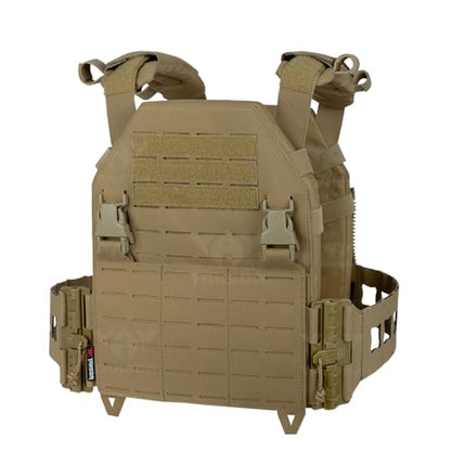 Tactical Vest for Men - Lightweight Quick Release Modular Vest Adjustable Airsoft Vest Outdoor for Running Training - color: Tan