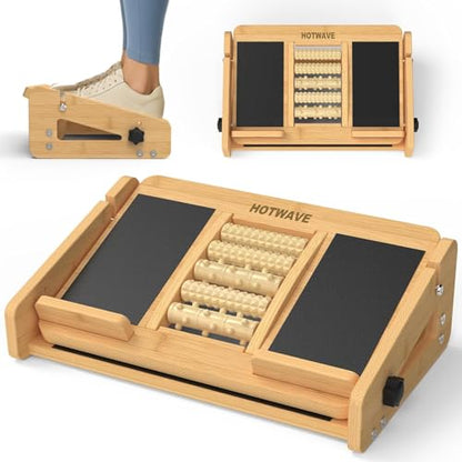 Slant Board for Calf Stretching with Foot Massage Roller, Calf Stretcher Slant Board for Exercise, Portable Adjustable Bamboo Incline Slantboard for Ankle Knees Leg Physical Therapy Equipment
