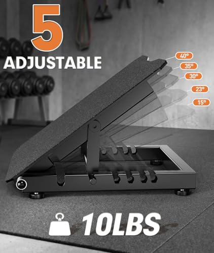 Steel Slant Board for Calf Stretching, 600lbs Capacity Incline Board with Full-Surface High-Grip Tape, 5-Level Adjustable Squat Wedge for Plantar Fasciitis, Home Gym & Physical Therapy