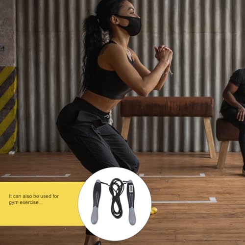 BESPORTBLE Creative Electronic Counting Skipping Rope for Outdoor Fitness Sturdy Steel Wire Design Rapid Digital Counter Black-grey Long Rope for Adult Cardio Training