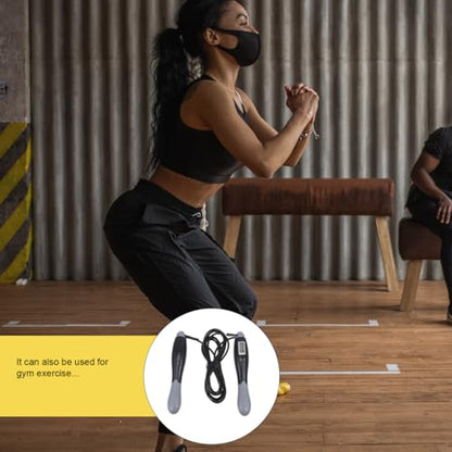 BESPORTBLE Creative Electronic Counting Skipping Rope for Outdoor Fitness Sturdy Steel Wire Design Rapid Digital Counter Black-grey Long Rope for Adult Cardio Training