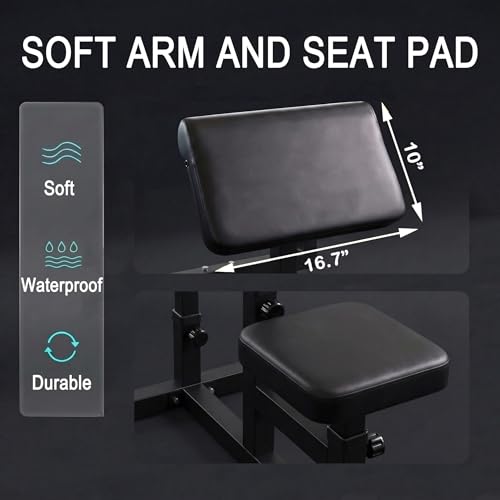 Black Adjustable Preacher Curl Bench – 2-in-1 Bicep & Triceps Strength Station | Seated Isolation Training for Barbell & Dumbbell | Compact Home Gym Equipment