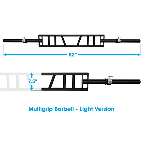 Yes4All Multi Grip Barbell & Cable Attachment - Swiss Bar, American Bar for Greater Range of Motion, with 2 Collars, Fits Olympic Weight Plates - Home Gym & Support Pressing, Lifting & Curls - color: A. Multigrip Barbell 400lbs