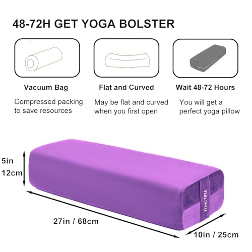Rectangular Yoga Bolster Pillow, Meditation Pillow for Yin & Restorative Yoga, Filled with Wasted Sponge