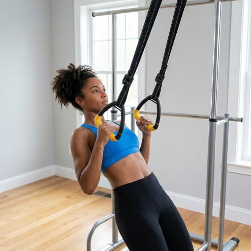 Gymnastic Rings, Gymnastic Rings Equipment, Pull-up Gymnastic Rings, Home Gymnastic Rings no-Punch bar Lanyard for Training Workouts - color: Yellow