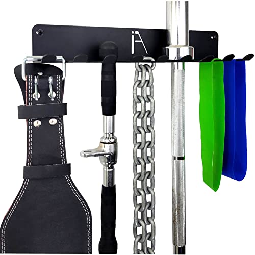 IRON AMERICAN) Gym Storage Hanger/Heavy Duty Multi-Purpose Gym Rack for Lifting Belts, Chains, Exercise Bands, Jump Ropes (mounting hardware included) - style: OMEGA GYM RACK (18 INCH / 9 PRONG)