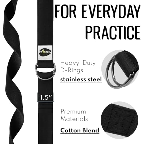 Yoga Strap & Mat Strap – 2 IN 1 – Cotton – 6 ft 8 ft 10 ft (30+ colors) – Adjustable Non-Slip Belt for Yoga, Pilates, Stretching, Physical Therapy, Fitness & Home Workout – For Carrying Mats