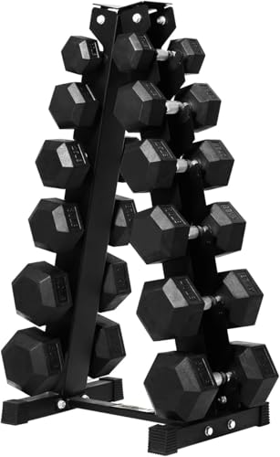 RitFit Rubber Coated Hex Dumbbell Set with Rack, 5-780LB for Home Gym Strength Training, Anti-Slip Knurled Handle, Hexagon Anti-Roll, Heavy-Duty Storage Rack - style: 550 LB