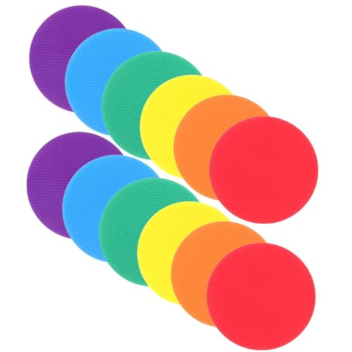 DOITOOL 12pcs Football Training Markers Flat Discs Non-Skid Ground Spot Cones 10cm Multi- for Agility Drills Soccer Field Practice