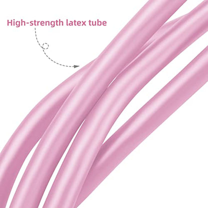 Multi-Function Tension Rope – 4 Tube Resistance Bands with Handles – Sit Up Exercise Equipment Home Gym Tummy Trainer for Men Women - color: pink