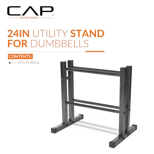 CAP Barbell 24" Dumbbell and Kettlebell Rack – Compact Weight Storage for Home Gym, Holds Dumbbells, Kettlebells & Medicine Balls