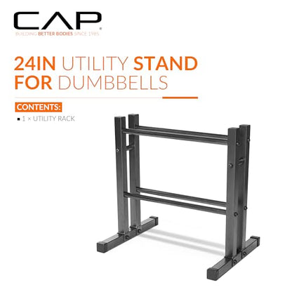 CAP Barbell 24" Dumbbell and Kettlebell Rack – Compact Weight Storage for Home Gym, Holds Dumbbells, Kettlebells & Medicine Balls