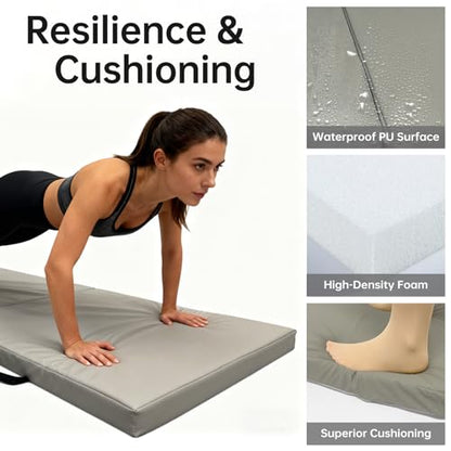 Foldable Yoga Mat, 2 Inches Extra Thick Non-Slip Design Fitness Mats,Better cushioning and shock-absorbing Multi-Purpose Exercise Pilates Mat for Home Studio-72 x 24 x 2"