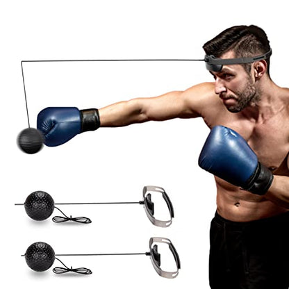 Hikeen Boxing Reflex Ball MMA Boxing Equipment 2 Difficulty Levels Adjustable for Adults and Kids Agility Training Punching Speed and Hand Eye Coordination Training