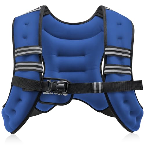 ZELUS Weighted Vest, 6lb/8lb/12lb/16lb/20lb/25lb/30lb Weight Vest with Reflective Stripe for Workout, Strength Training, Running, Fitness, Muscle Building, Weight Loss, Weightlifting - color: Blue, size: 8lb